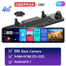 Load image into Gallery viewer, D91 12" Car DVR Rearview Mirror 4G Android 8.1 Dash Cam GPS Navigation ADAS Full HD 1080P Car Video Camera Recorder DVRS