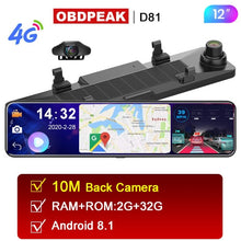Load image into Gallery viewer, D91 12" Car DVR Rearview Mirror 4G Android 8.1 Dash Cam GPS Navigation ADAS Full HD 1080P Car Video Camera Recorder DVRS