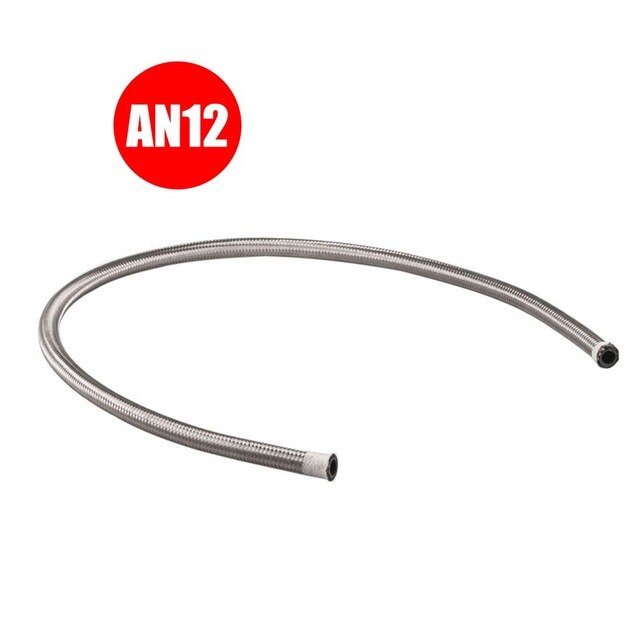 1 Metre AN-12 12AN Stainless Steel Braided Rubber Fuel & Oil Hose Pipe - 11/16" 17MM