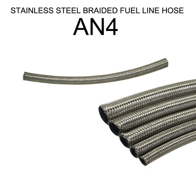 AN Size Braided Fuel Hose - Nylon & Stainless Steel Lines For Oil, Gas, Air (4AN To 12AN)